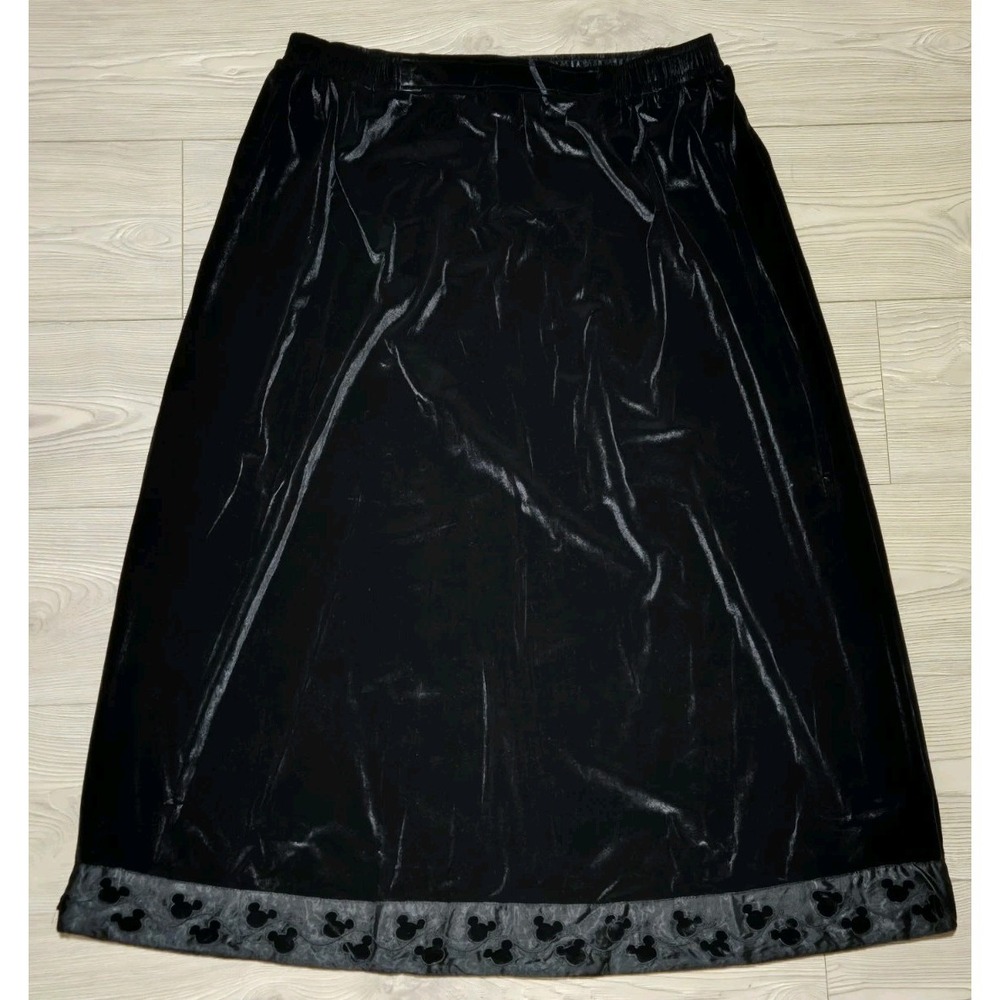 Vintage The Disney Store Velvet Maxi Skirt w Mickey‎ Mouse Ears Trim - XL